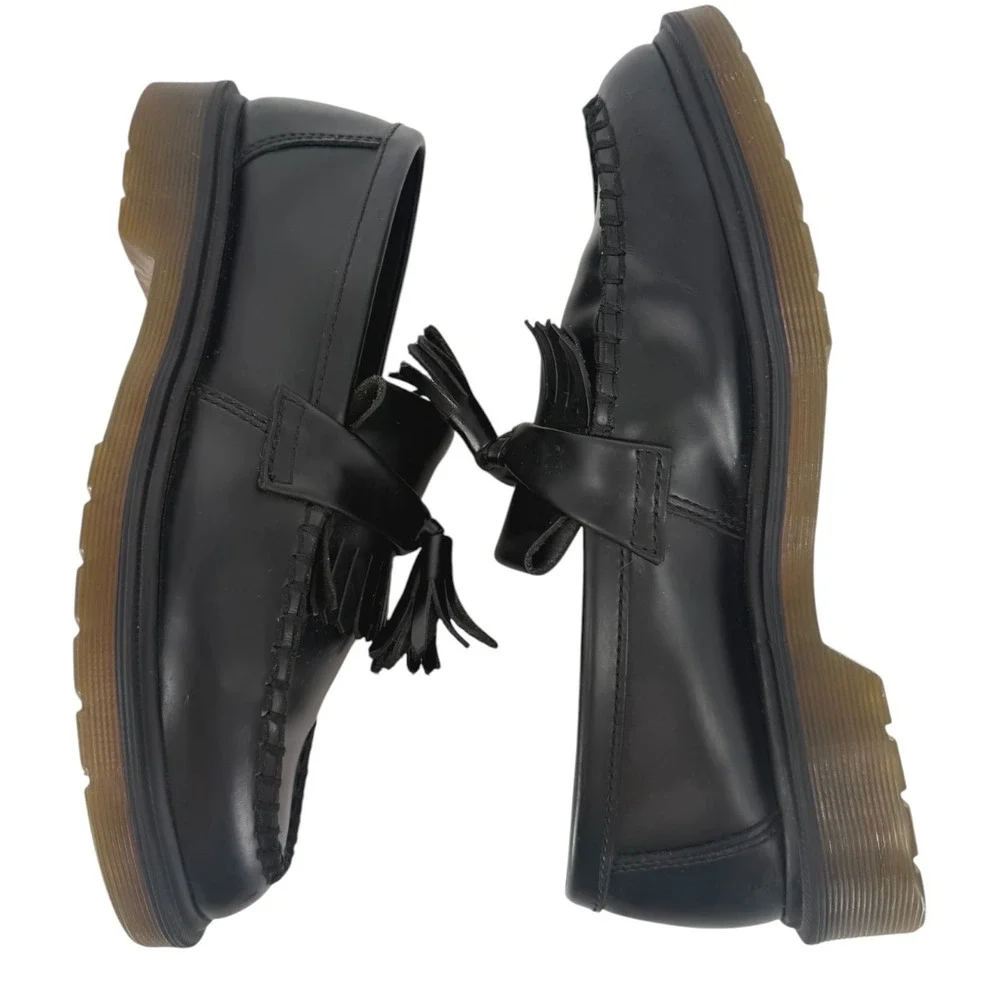 Dr. Martens Adrian Smooth Leather Tassel Loafer Shoes Black Womens Size 8 Mens 7